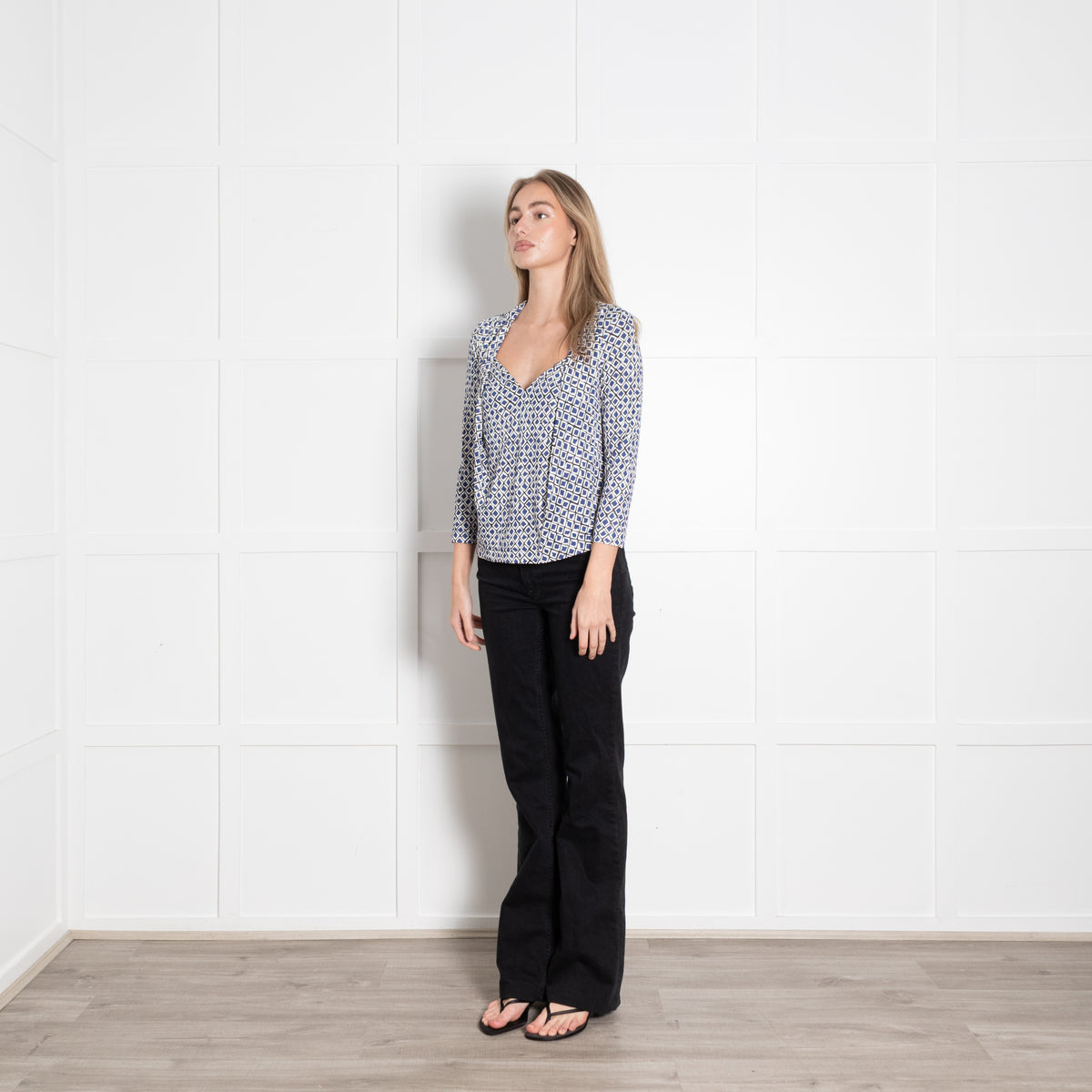 The Fold Blue and White Jersey Blouse