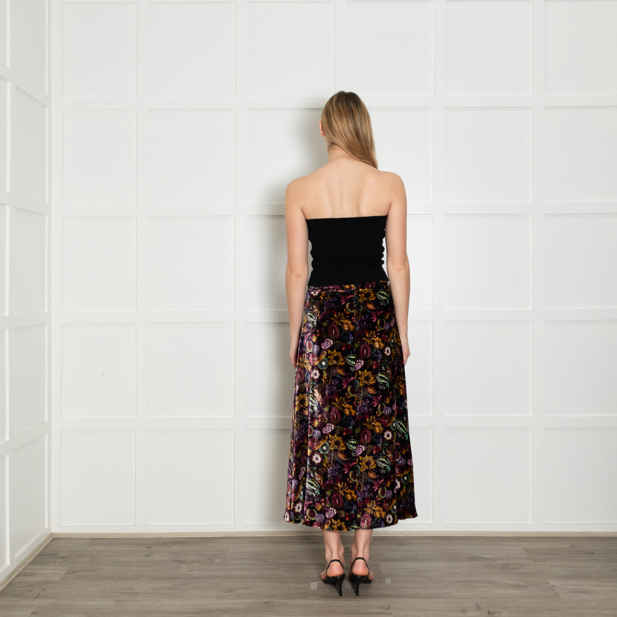 Ridley Purple Multi Floral Velvet Skirt