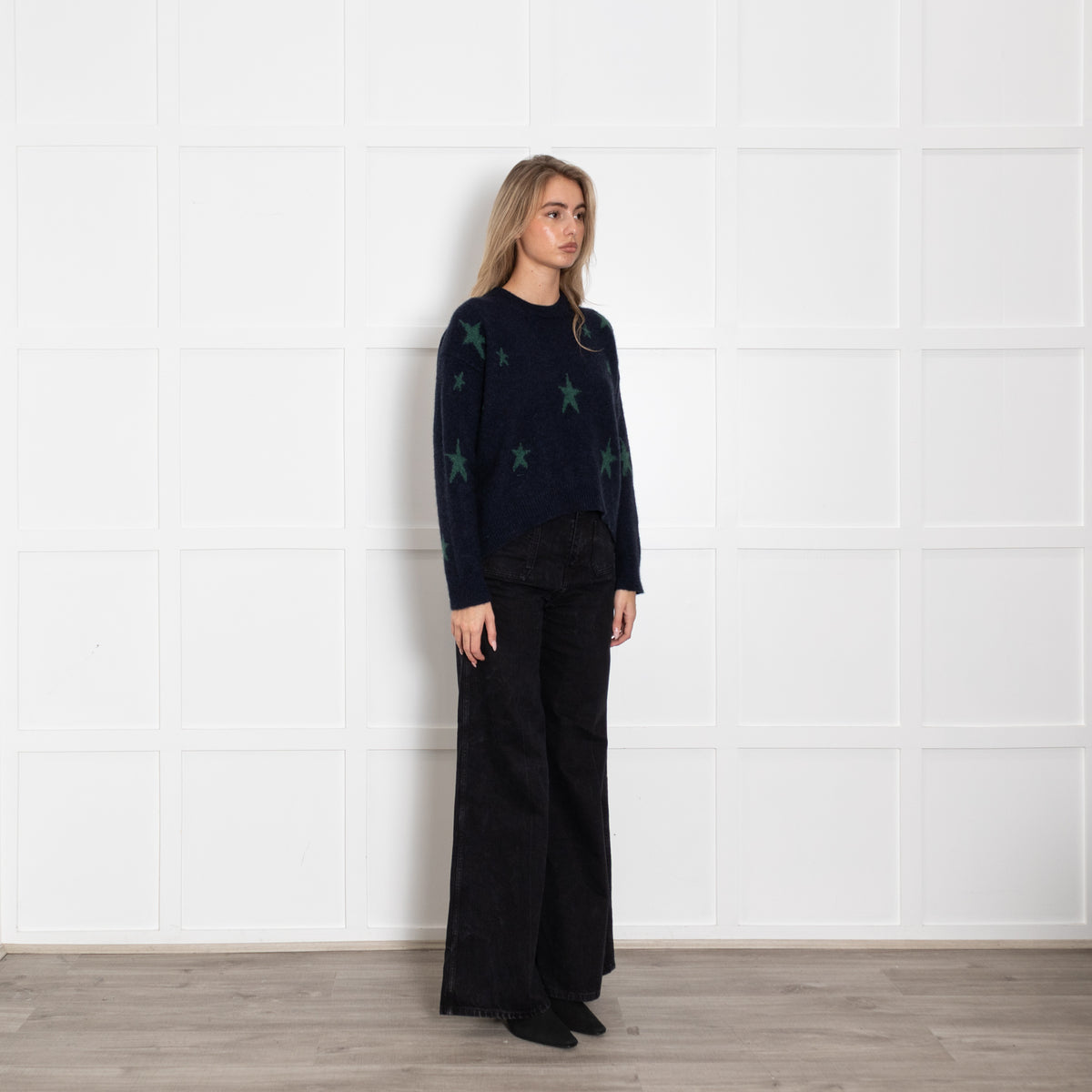 Zadig & Voltaire Navy Green Stars Cashmere Jumper