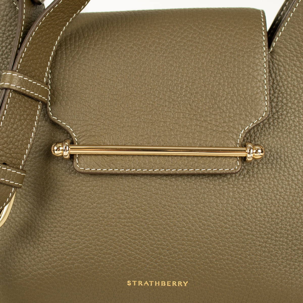 Strathberry Green Multrees Grainy Leather Hobo Bag