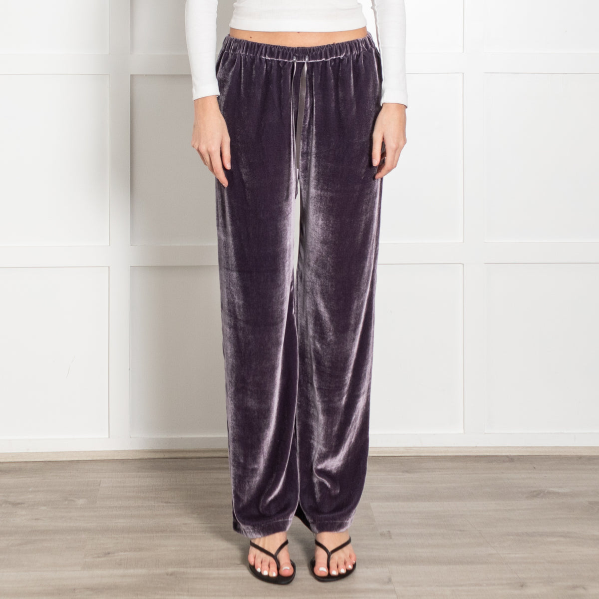 Ridley Purple Velvet Elasticated Waist Trousers
