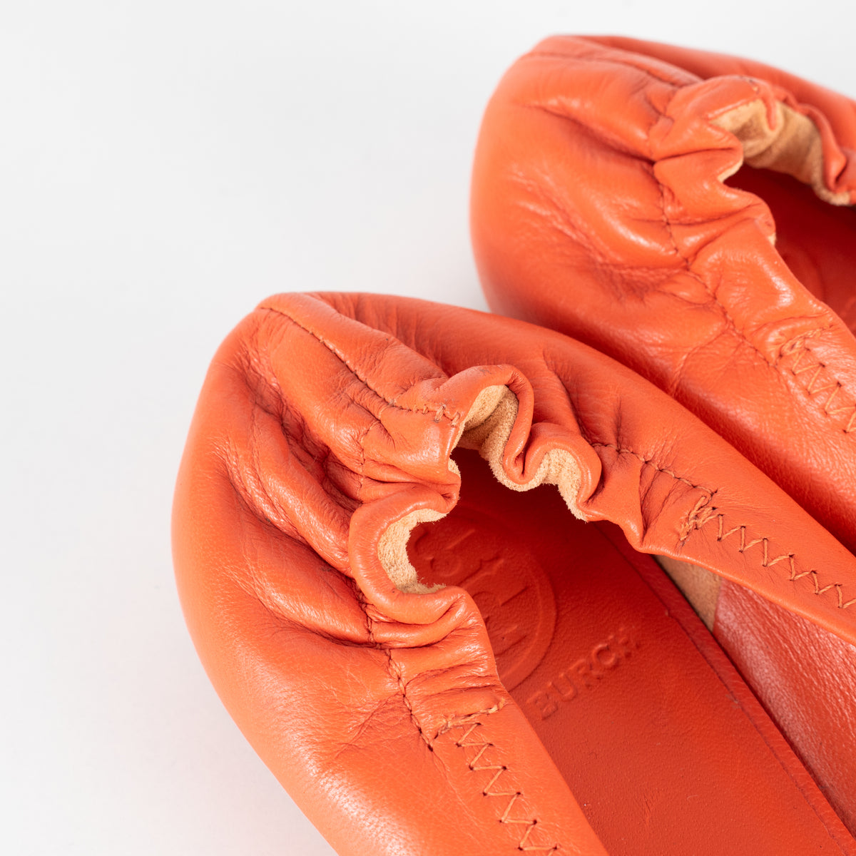 Tory Burch Orange Leather Flat Pumps