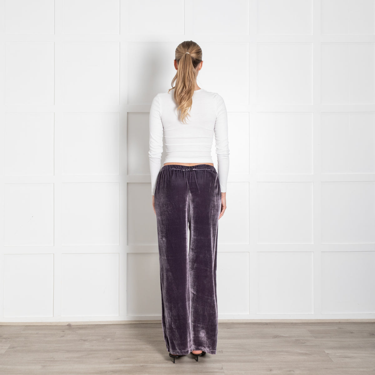 Ridley Purple Velvet Elasticated Waist Trousers