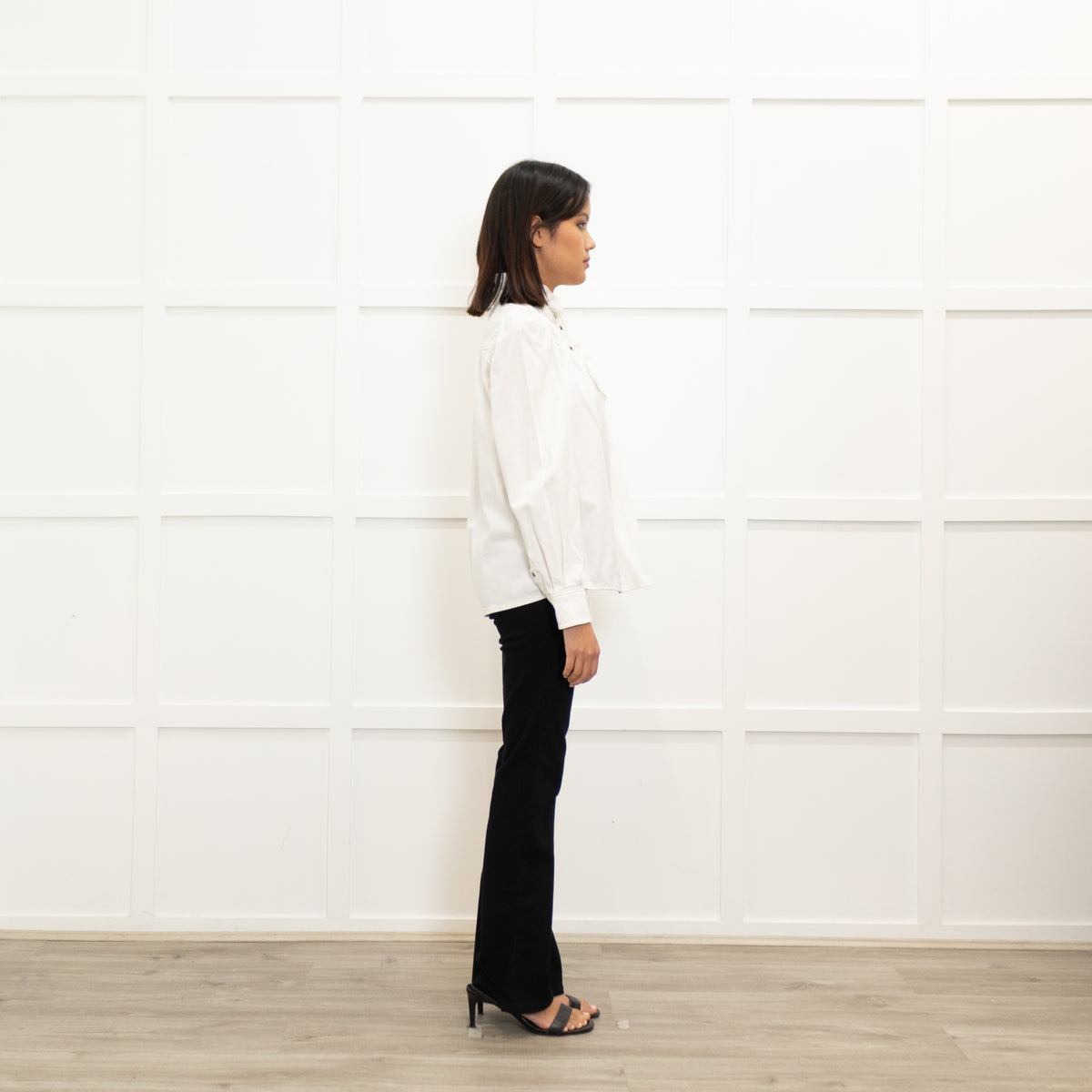 Ba&SH Cream Cotton Frill Trim Long Sleeve Top