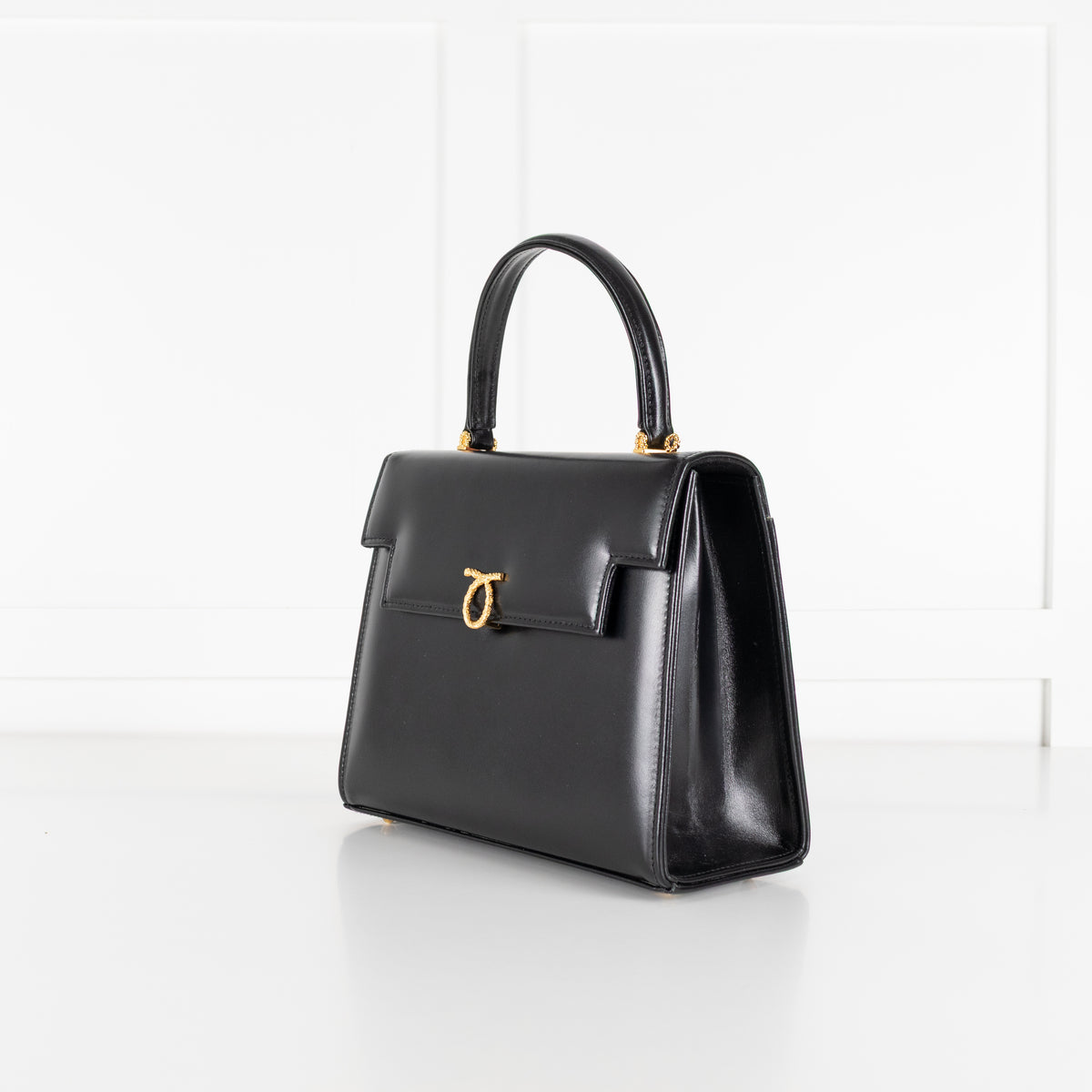 Launer London Black Traviata Top Handle Handbag