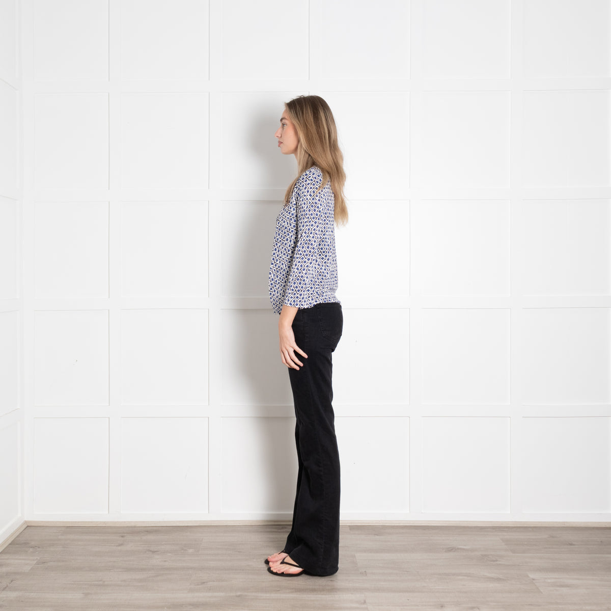 The Fold Blue and White Jersey Blouse