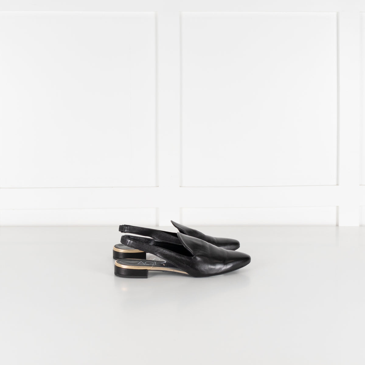 Agl Black Leather Slingbacks
