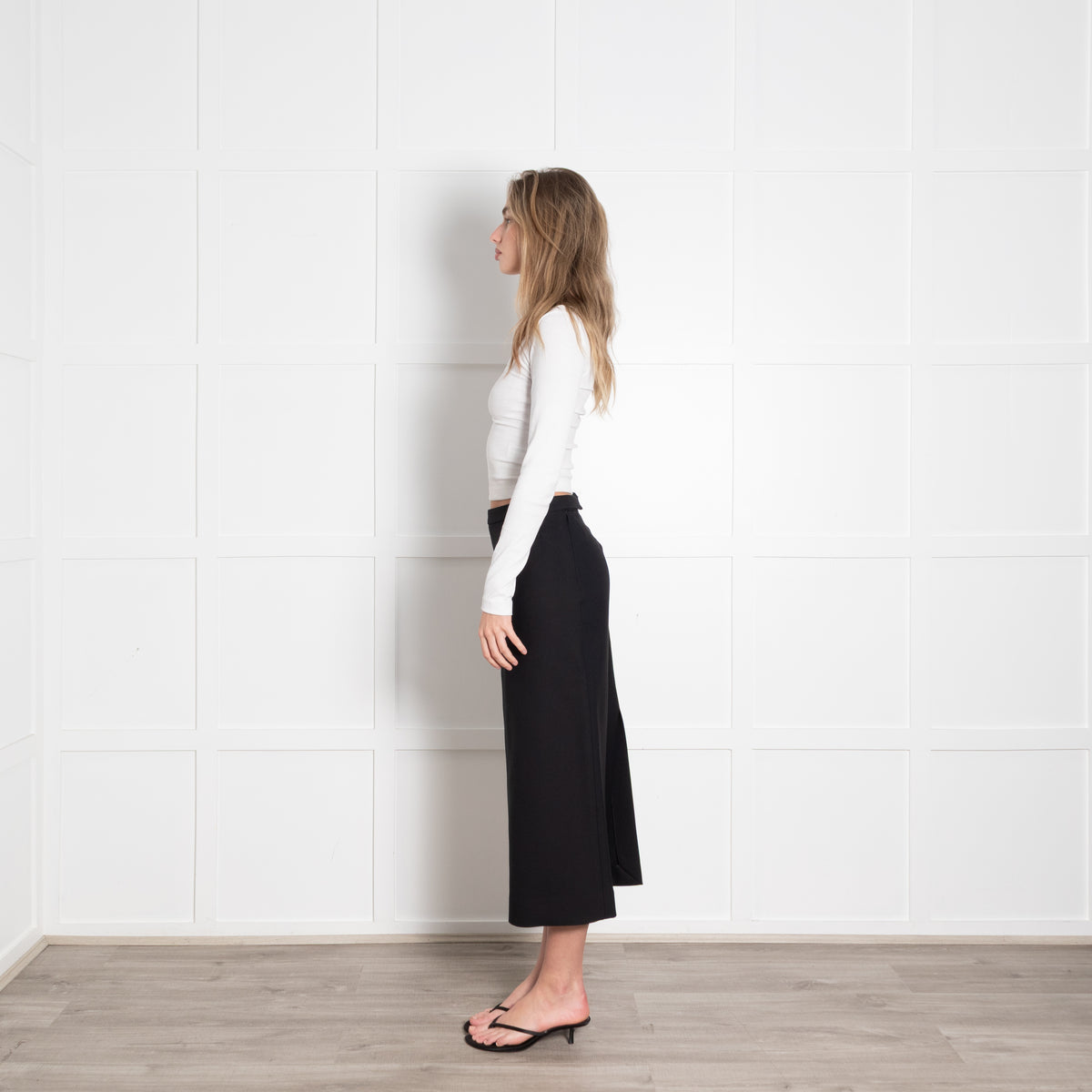 The Row Black Straight Mid Length Skirt