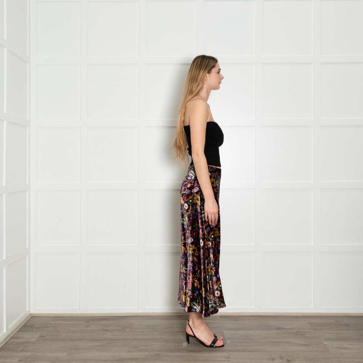 Ridley Purple Multi Floral Velvet Skirt