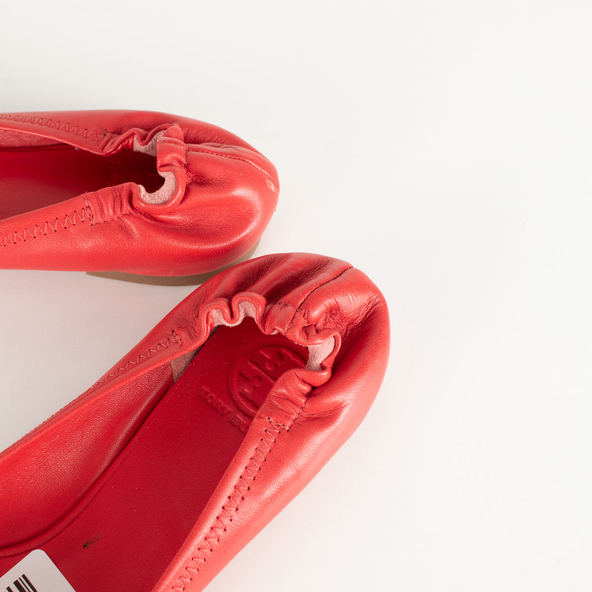 Tory Burch Red Reva Gold TT Medallion Ballet Flats