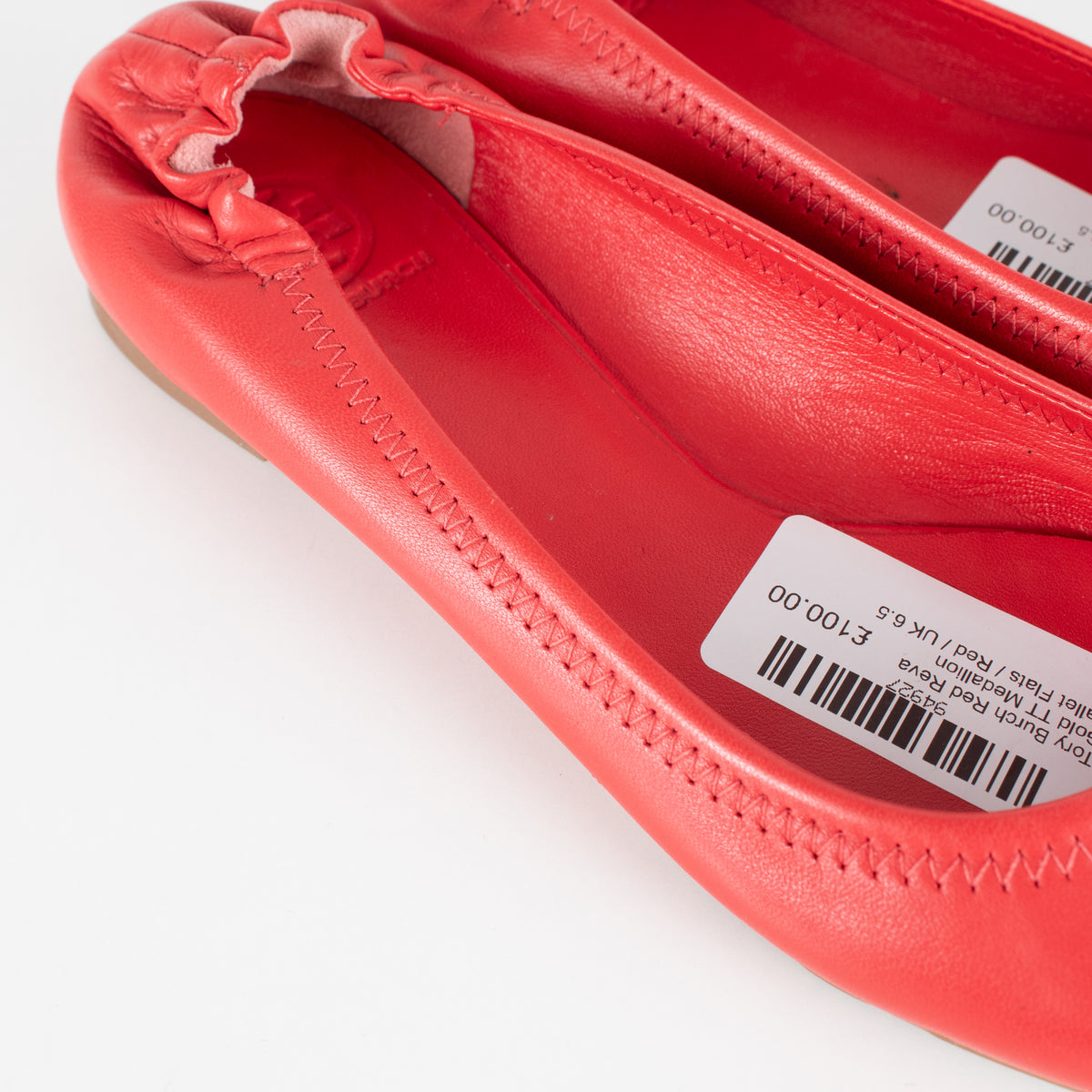 Tory Burch Red Reva Gold TT Medallion Ballet Flats