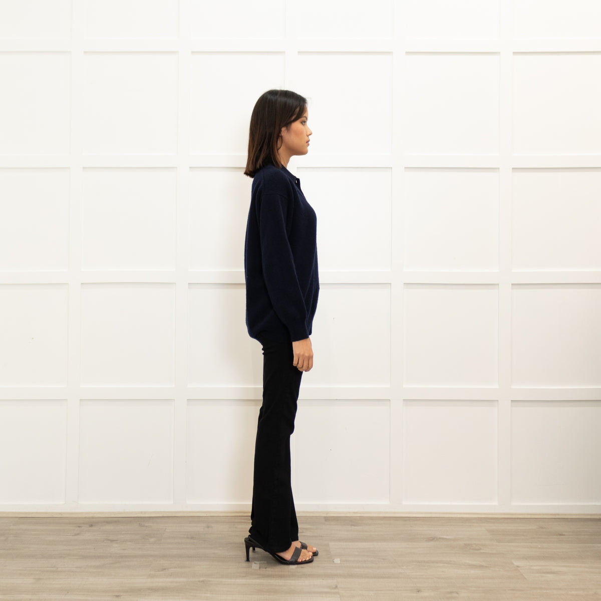 &Daughter Navy Blue Wool Button Detail Sweater