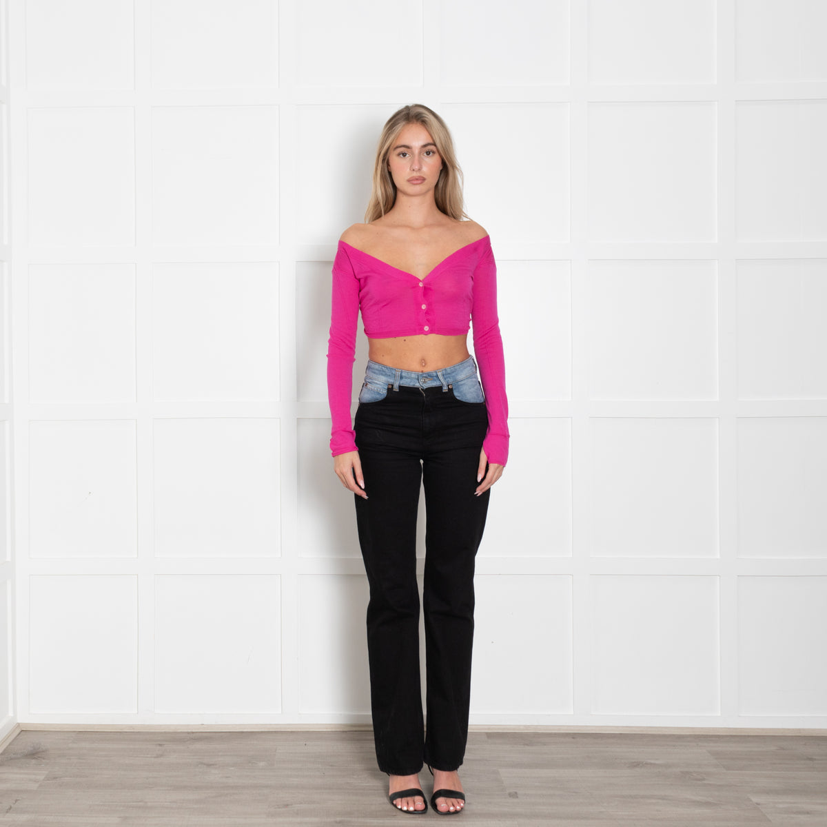 Jacquemus Pink Fine Knit Crop Cardigan