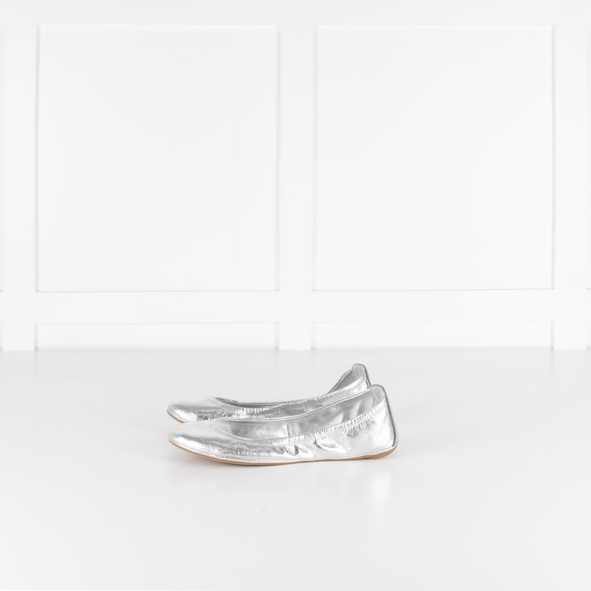 Tory Burch Silver Leather Flat Pumps