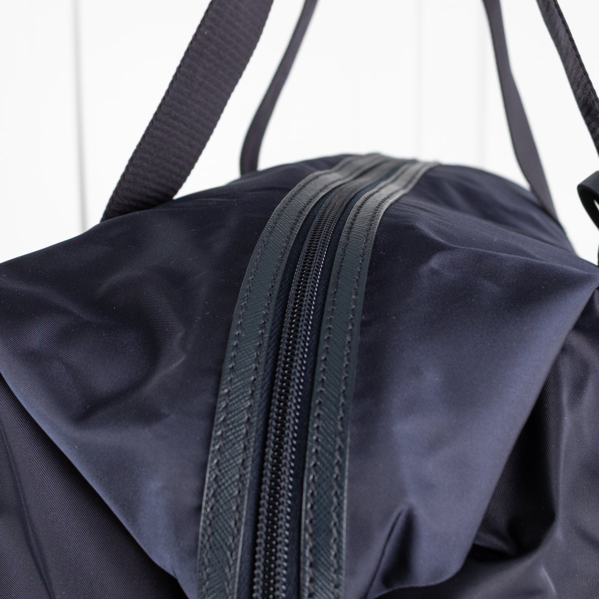 Prada Navy Re-Nylon and Saffiano Leather Duffle Bag