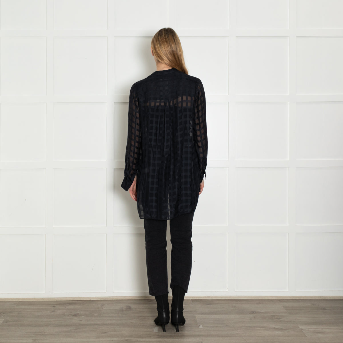 Joseph Black Silk Sheer Stripe Shirt