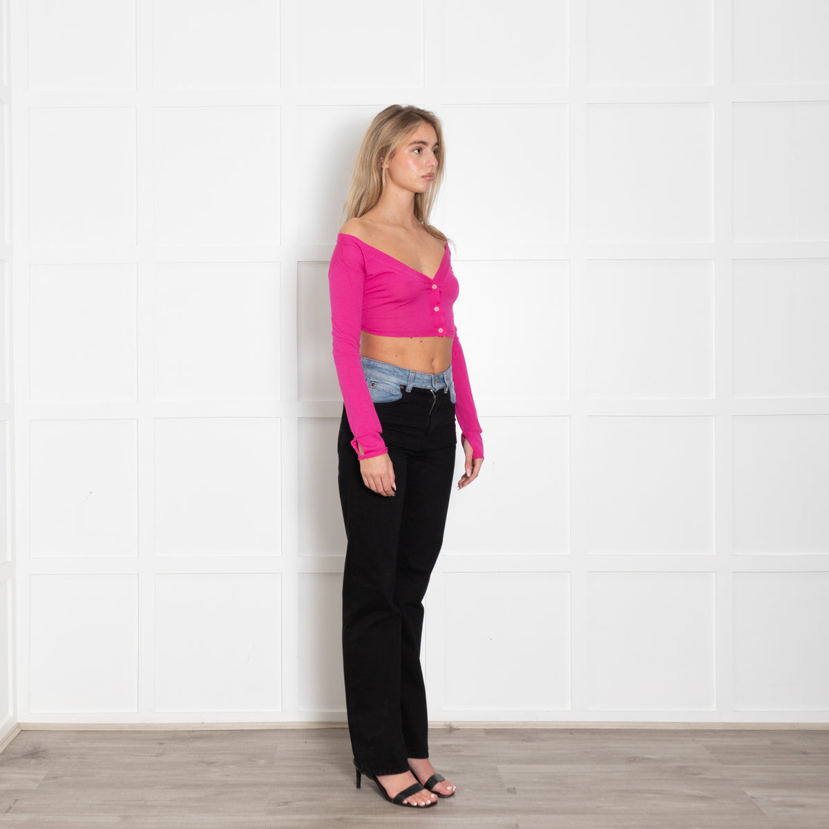 Jacquemus Pink Fine Knit Crop Cardigan