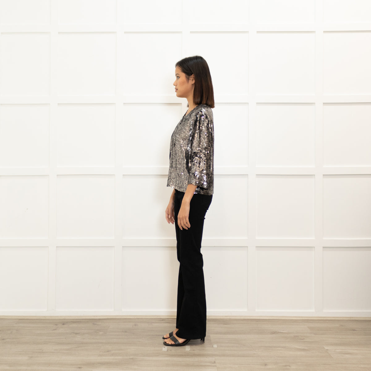 Milly Silver Sequin 3/4  Sleeve Jacket
