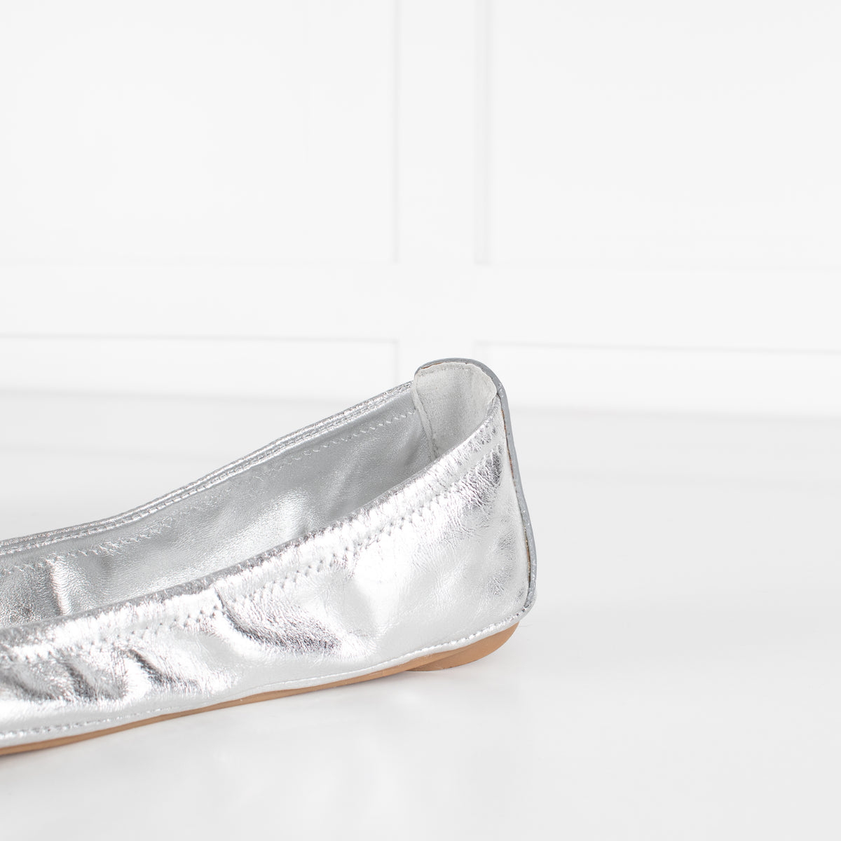 Tory Burch Silver Leather Flat Pumps