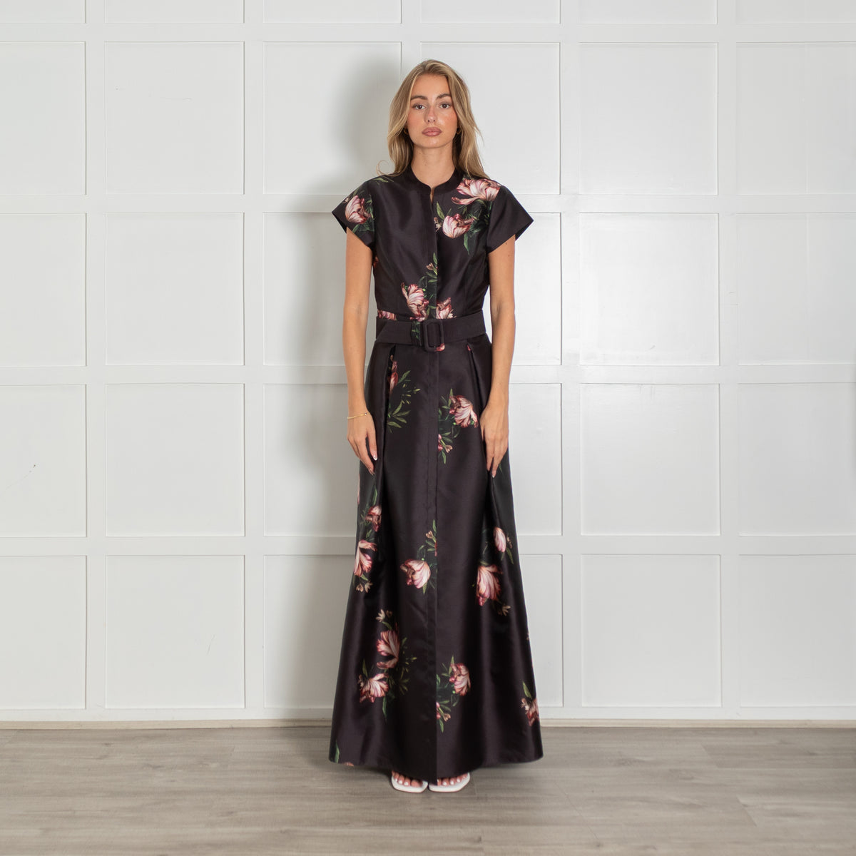 Sachin & Babi Kayla Black  Floral Halter A Line Maxi Dress