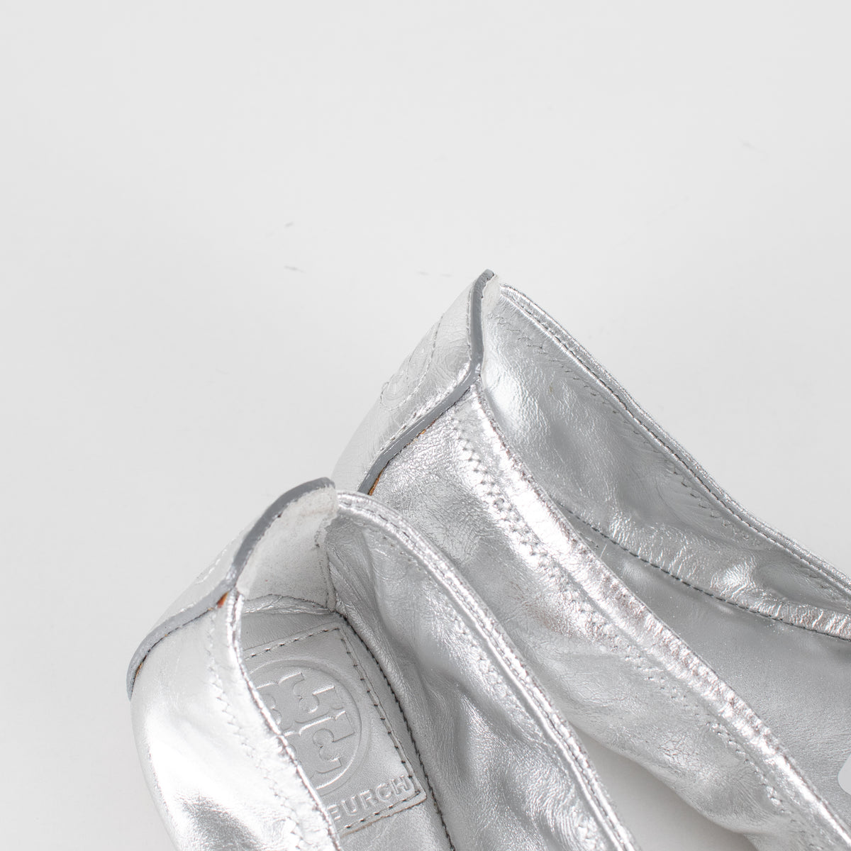 Tory Burch Silver Leather Flat Pumps
