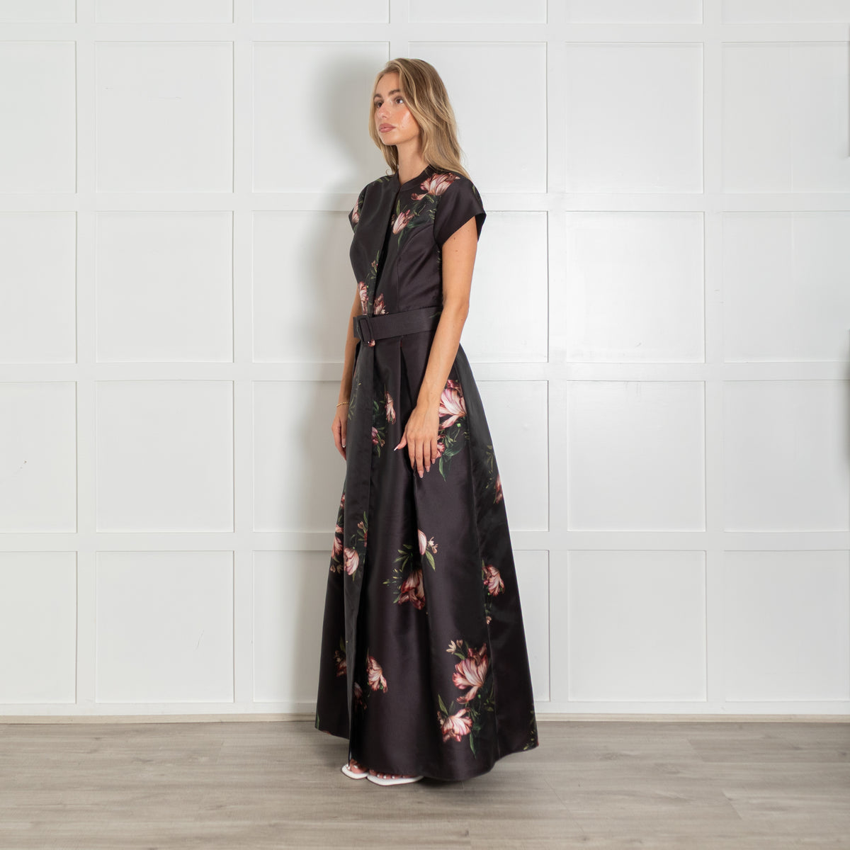 Sachin & Babi Kayla Black  Floral Halter A Line Maxi Dress