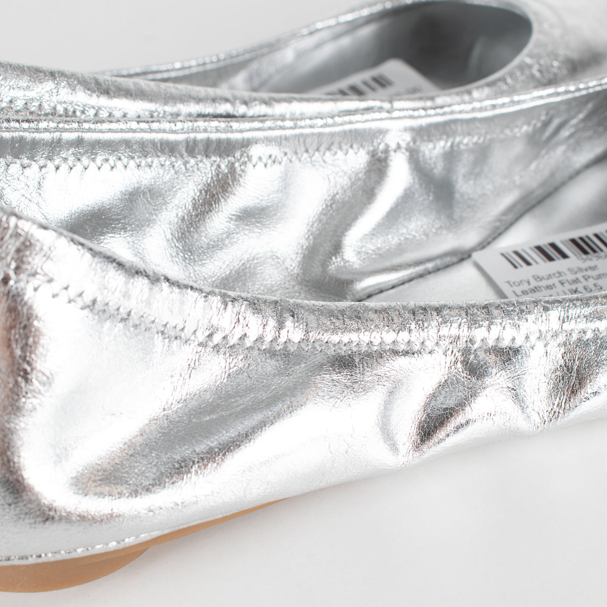 Tory Burch Silver Leather Flat Pumps