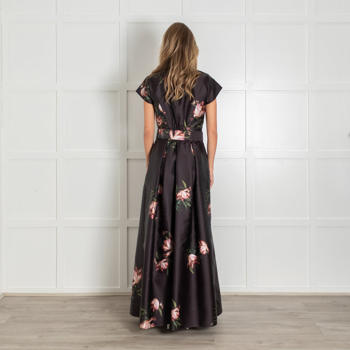 Sachin & Babi Kayla Black  Floral Halter A Line Maxi Dress