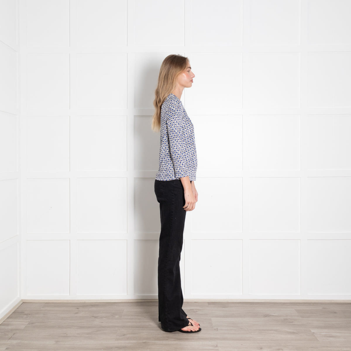 The Fold Blue and White Jersey Blouse