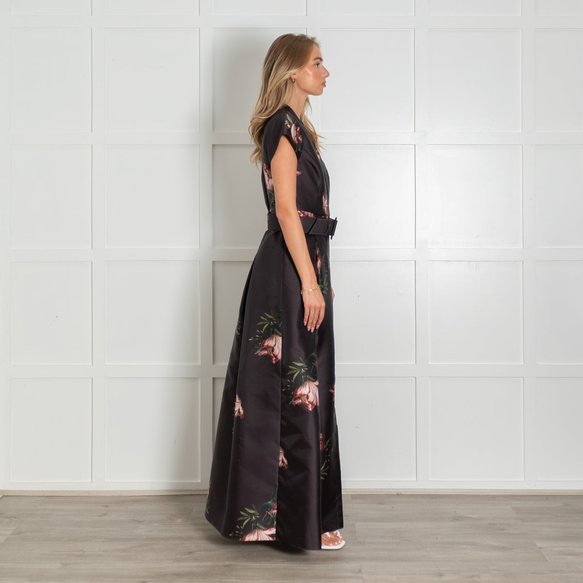 Sachin & Babi Kayla Black  Floral Halter A Line Maxi Dress