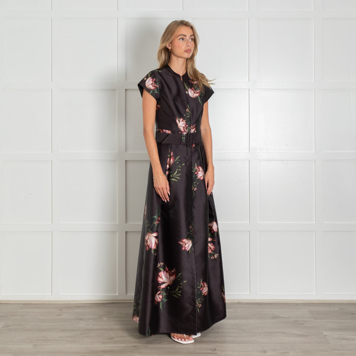 Sachin & Babi Kayla Black  Floral Halter A Line Maxi Dress