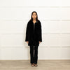 Sandro Black Reversible Soft Shearling Hooded Coat