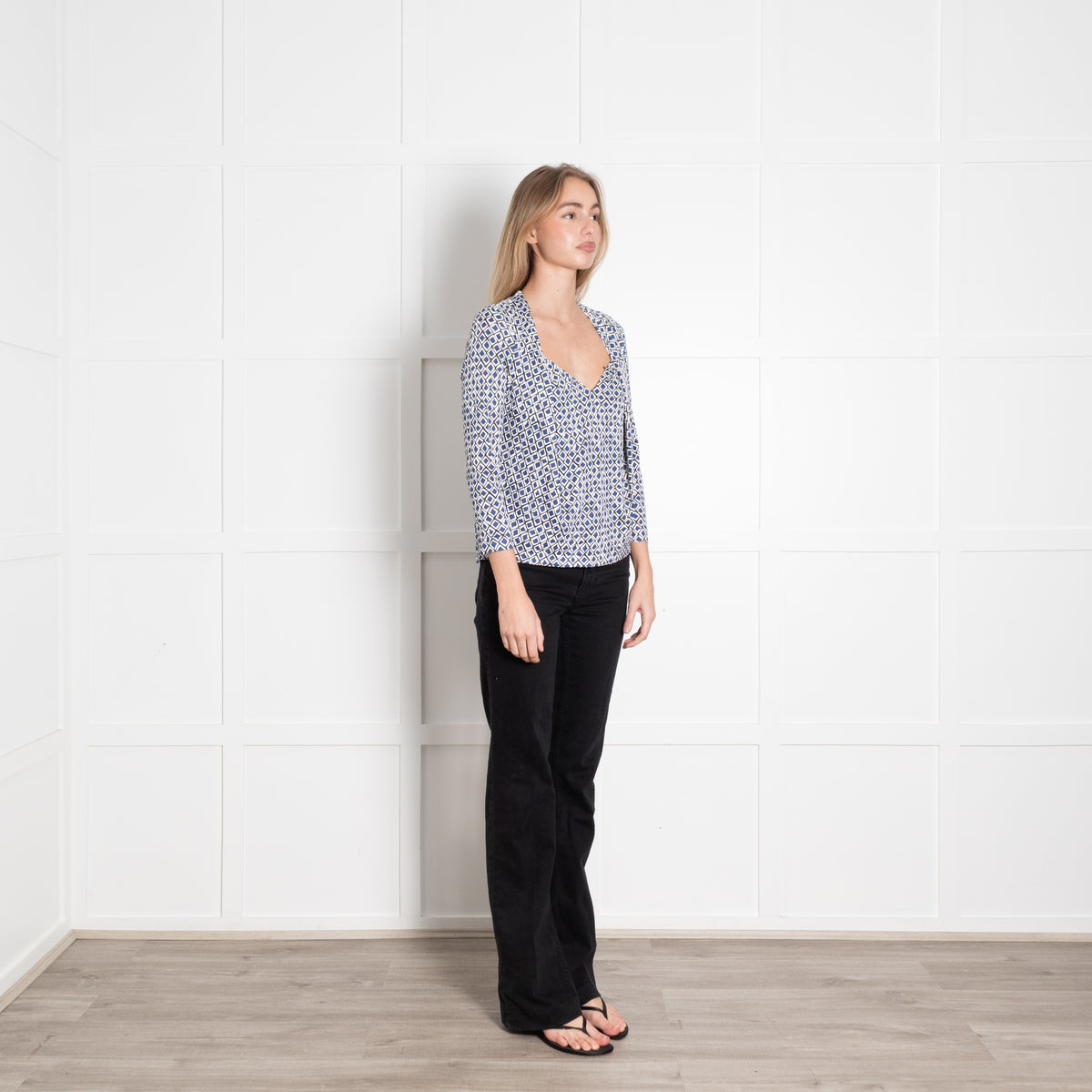 The Fold Blue and White Jersey Blouse