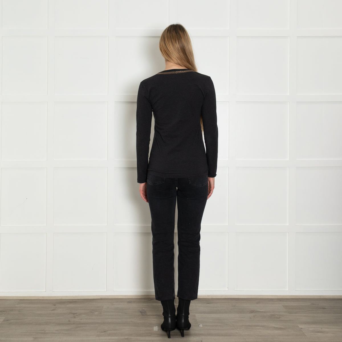 Brunello Cucinelli Charcoal Grey Longsleeve Top
