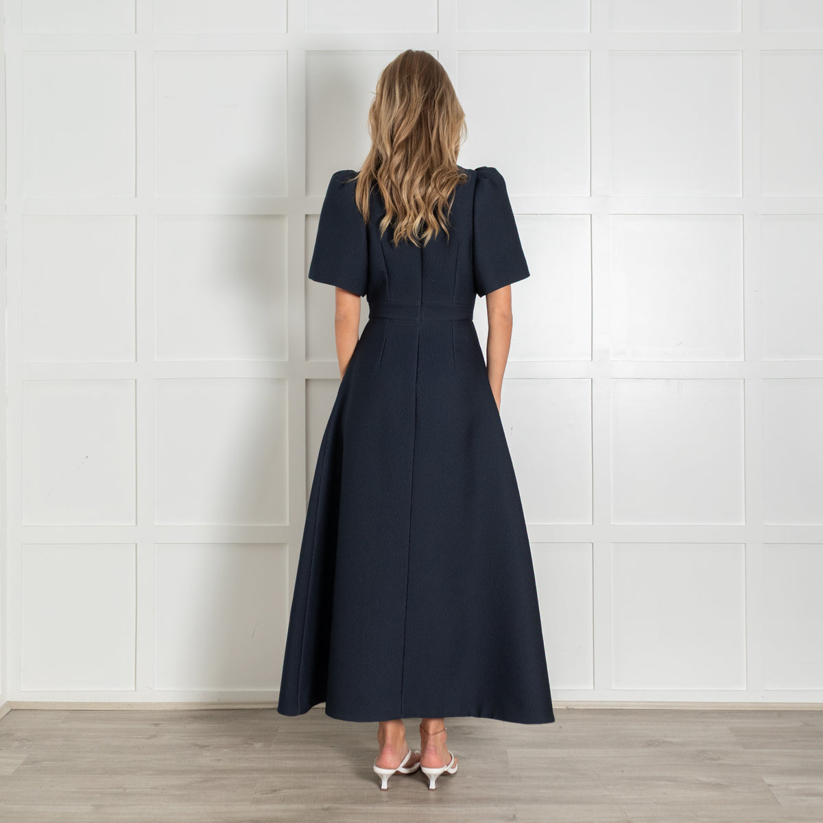 Suzannah London Delphine Navy Jacquard Dress
