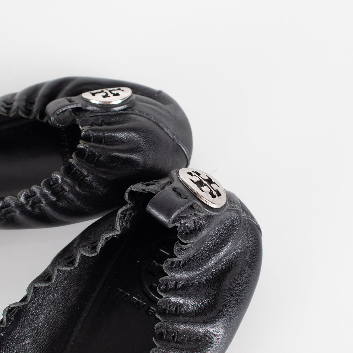 Tory Burch Black Silver Toe Banana Pumps