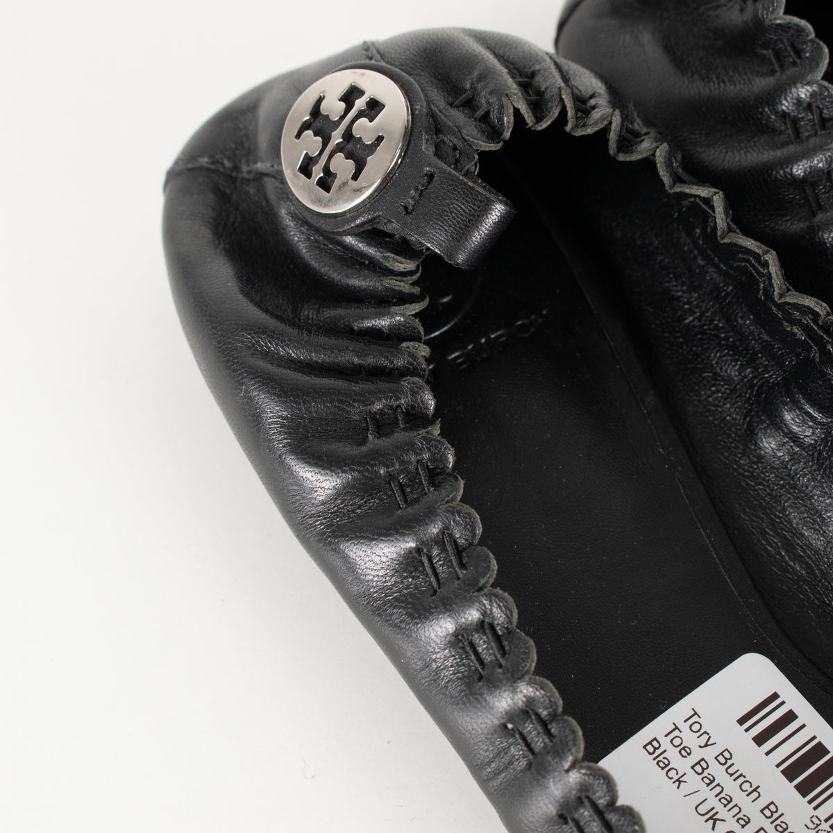 Tory Burch Black Silver Toe Banana Pumps