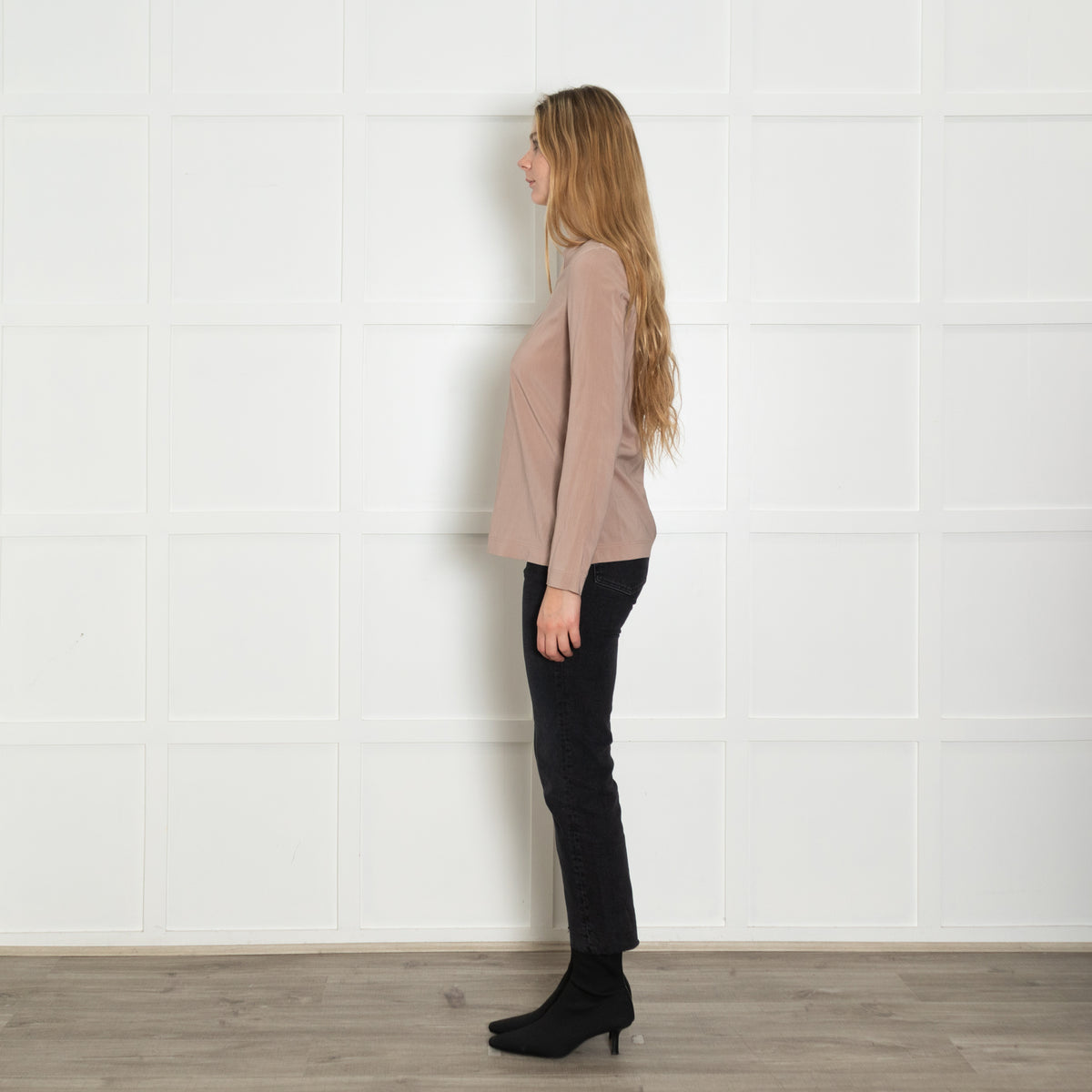 Brunello Cucinelli Taupe Silk Long Sleeve Blouse