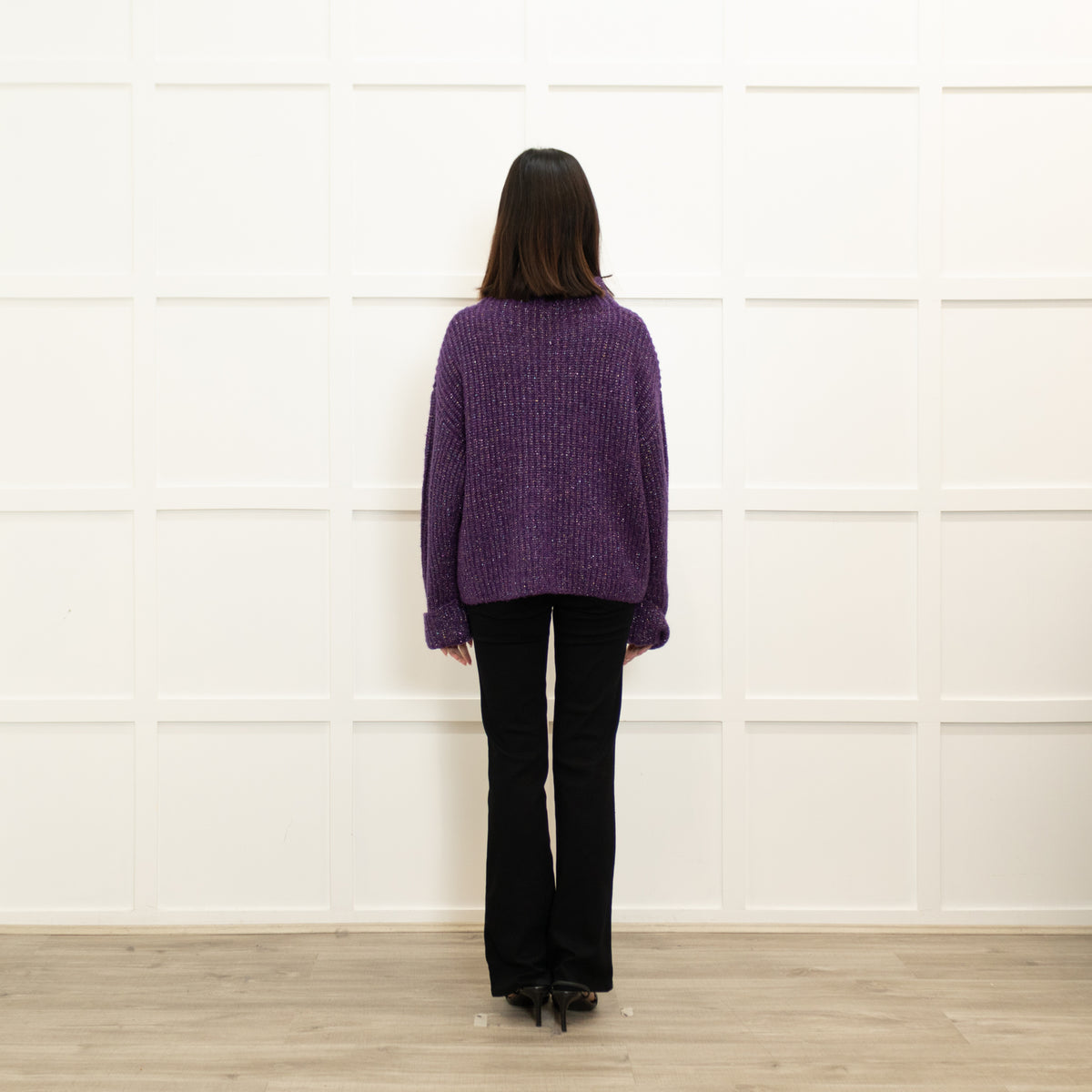 Agnes B Purple Lurex Ribbed Sweater