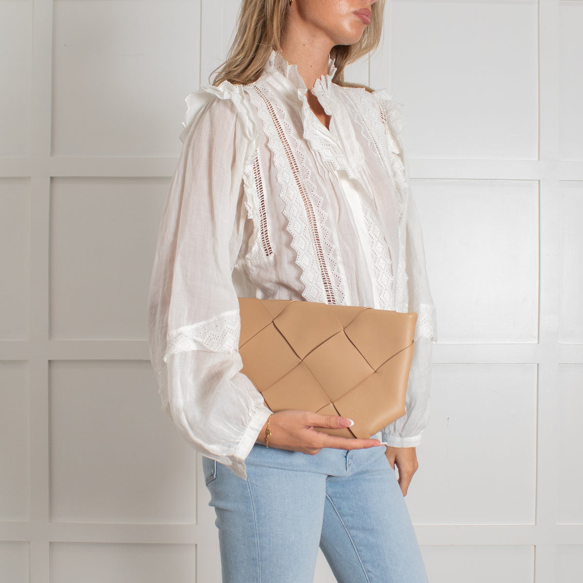 Bottega Veneta Tan Intrecciato Leather Zip Pouch