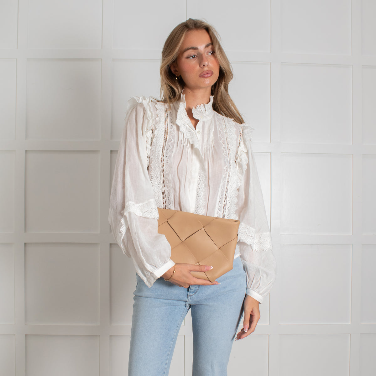 Bottega Veneta Tan Intrecciato Leather Zip Pouch