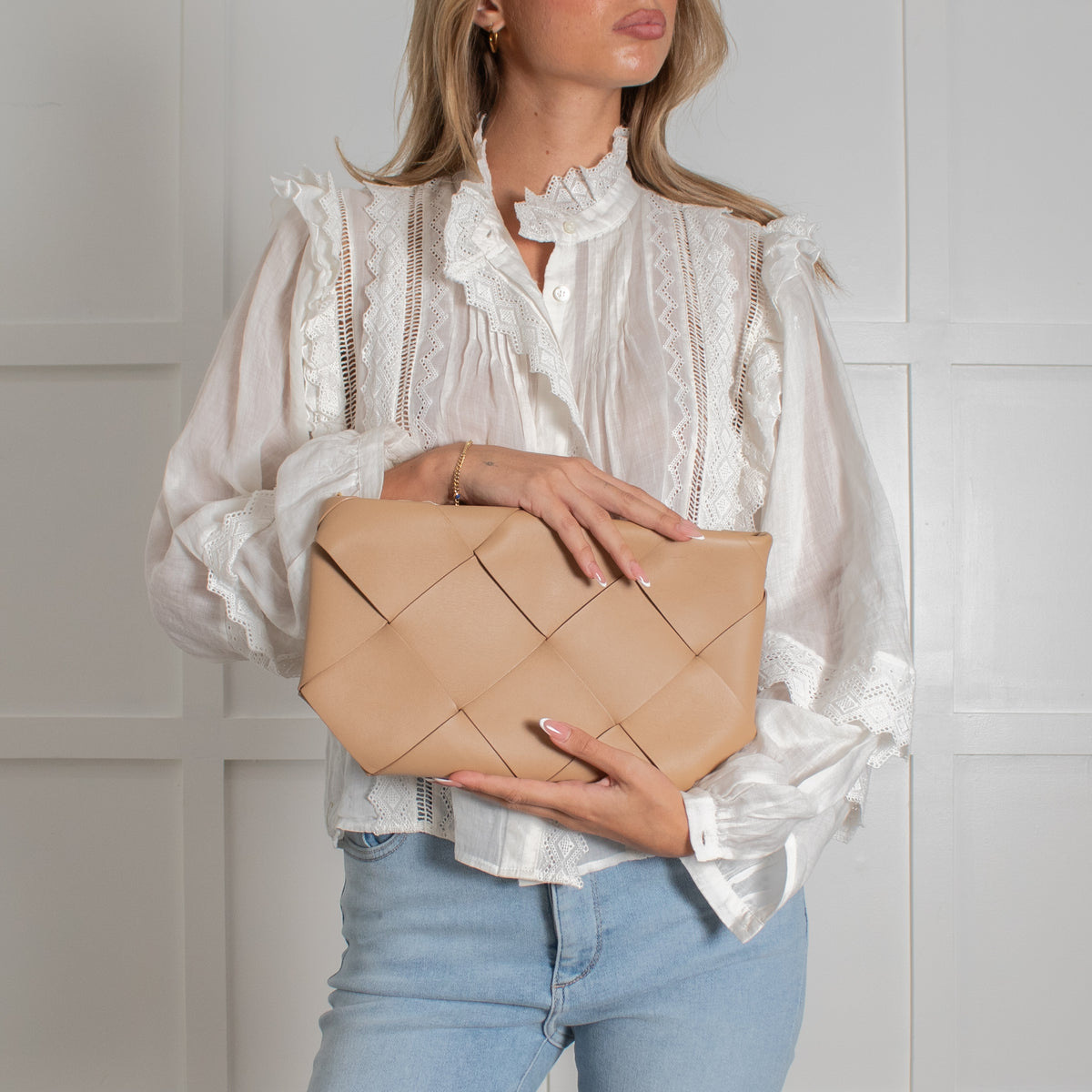 Bottega Veneta Tan Intrecciato Leather Zip Pouch