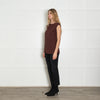 Brunello Cucinelli Burgundy Sleevless Silk Top