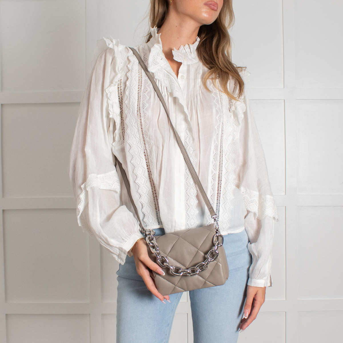 Stand Studio Taupe Brynn Quilted Bag