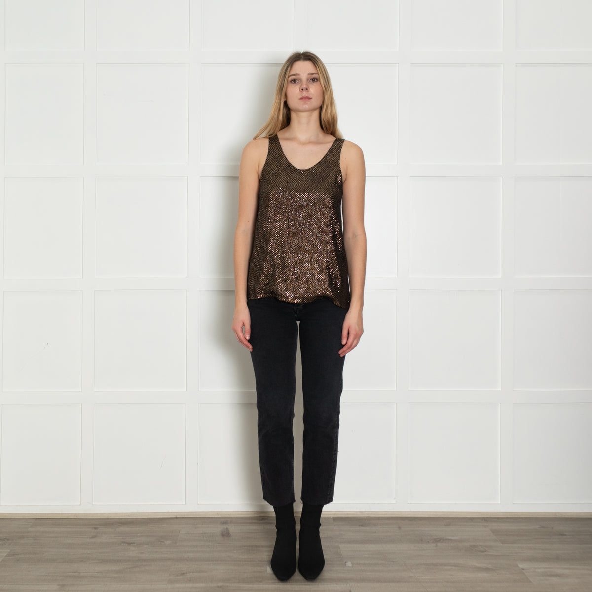 Chloe Brown Sequin Vest Top