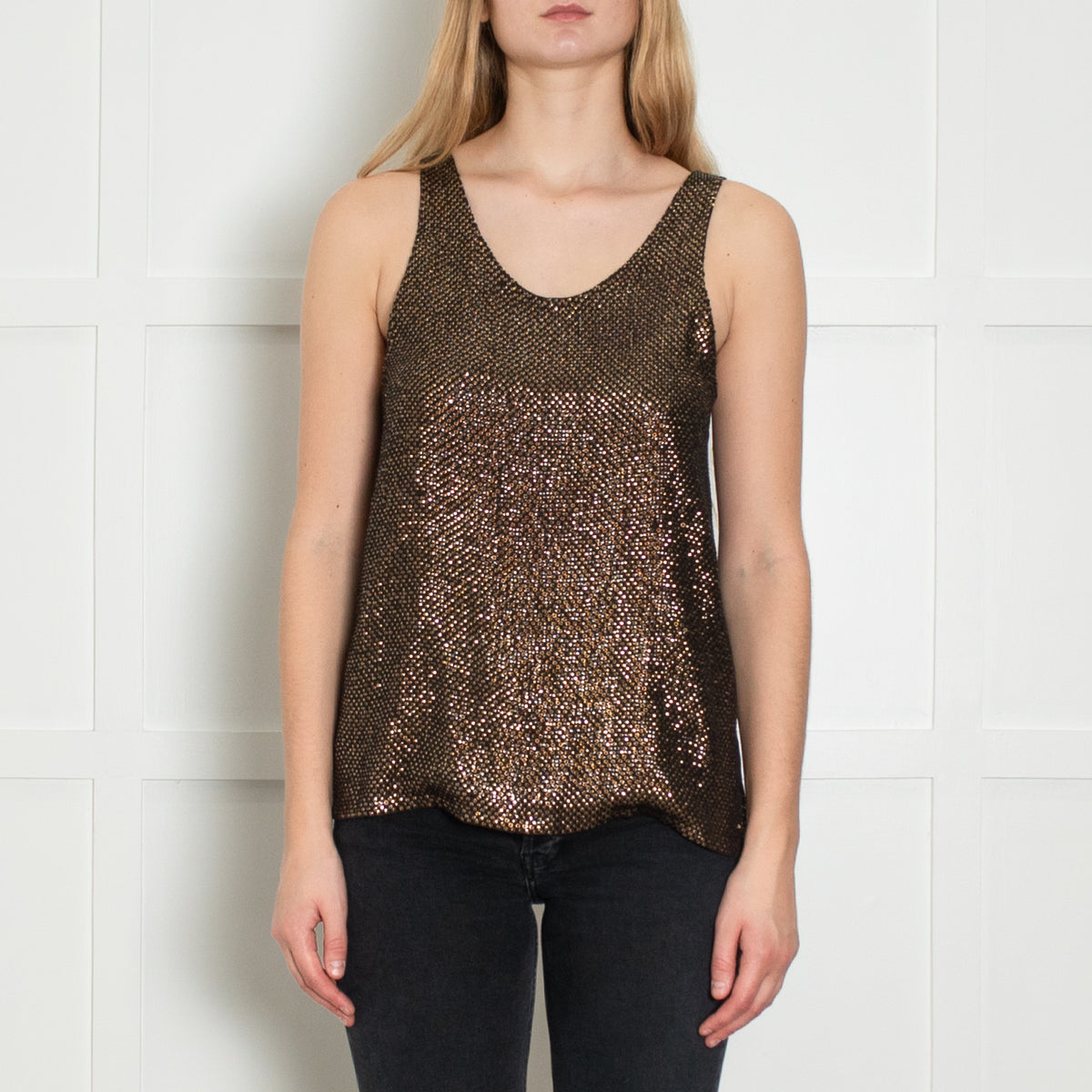 Chloe Brown Sequin Vest Top