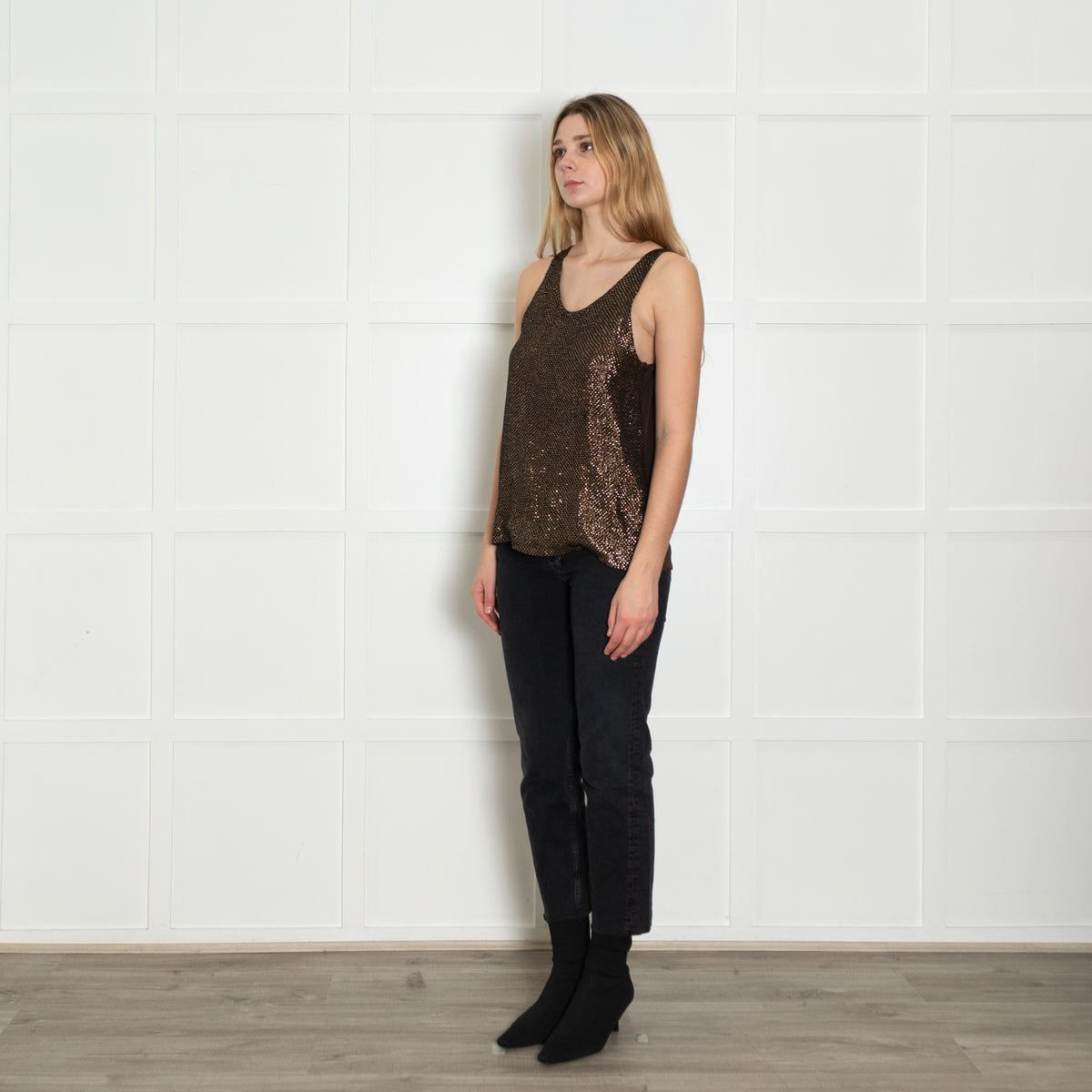 Chloe Brown Sequin Vest Top