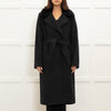 Max Mara Studio Grey Angora Blend Fur Collar Coat