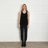 Chloe Black Pocket Front Silk Vest Top