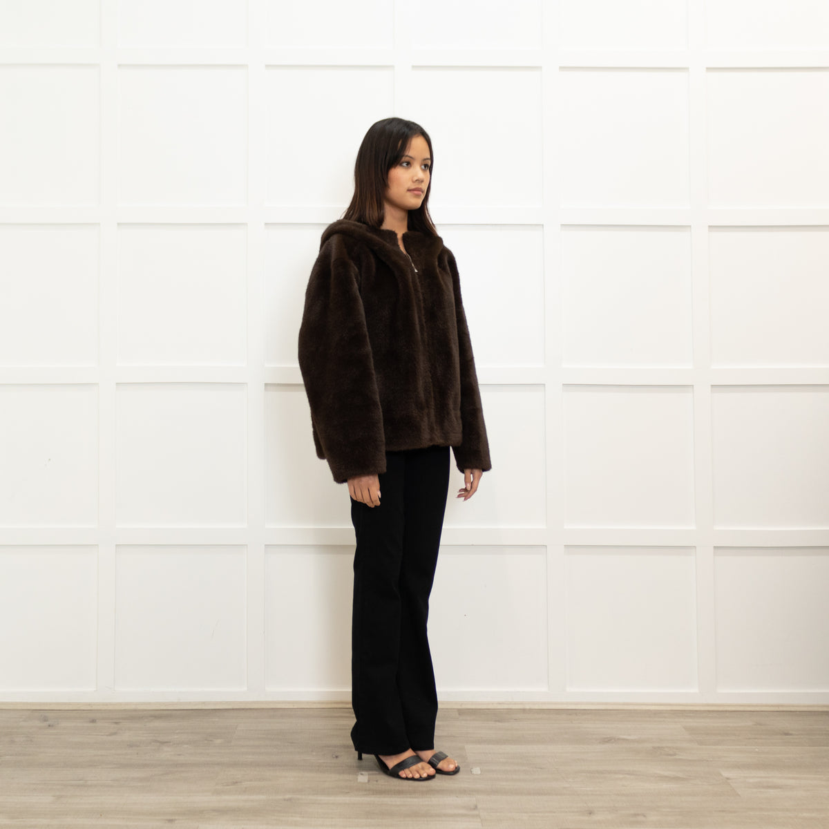 Ba & Sh Brown Faux Fur Short Jacket